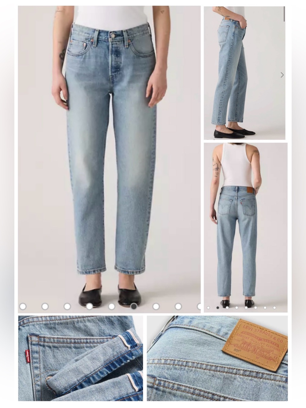 Levi's 501® Original Cropped Selvedge Jeans Light Wash W26 L26 EUC
